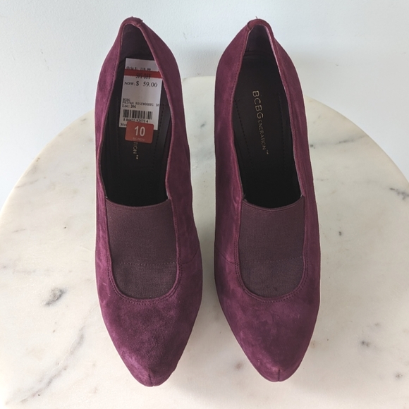 BCBGeneration Priyah Burgundy Suede Leather Heeled Bootie - Picture 3 of 12